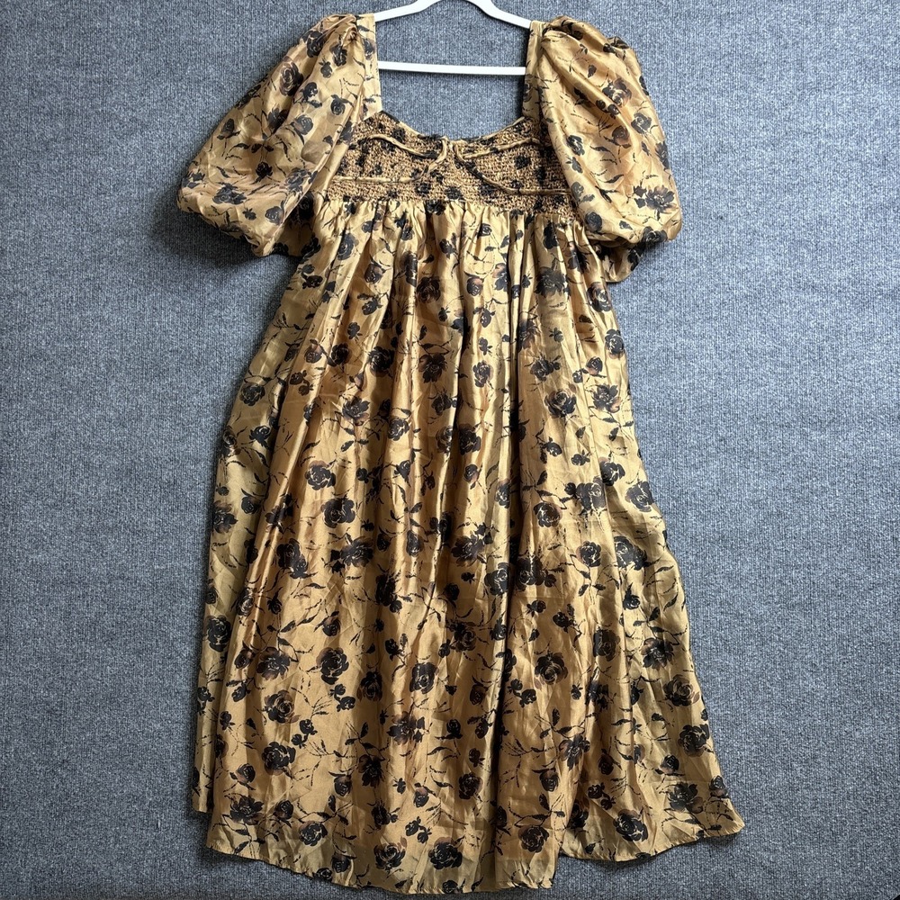Worth Collective Floral Balloon Sleeve Maxi Dress 2XL Flowy Cottagecore Fairy